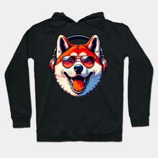 Japanese Akitainu Smiling DJ in Vivid Japanese Art Hoodie